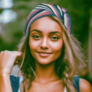 Colorblock Teal and Pink Striped Summer Bandana