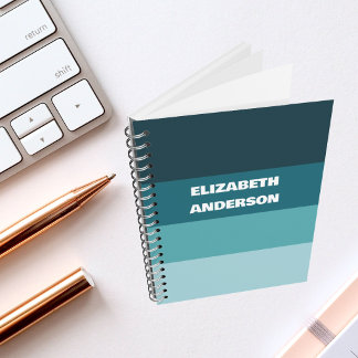 Colorblock Teal Horizontal Stripe Notebook
