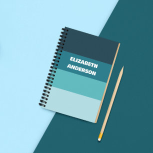 Colorblock Teal Horizontal Stripe Notebook