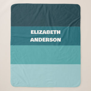 Colorblock Teal Horizontal Stripe Sherpa Blanket