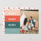 Colorblocked MERRY MERRY MERRY Christmas Card (Front/Back)