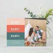 Colorblocked MERRY MERRY MERRY Christmas Card (Standing Front)