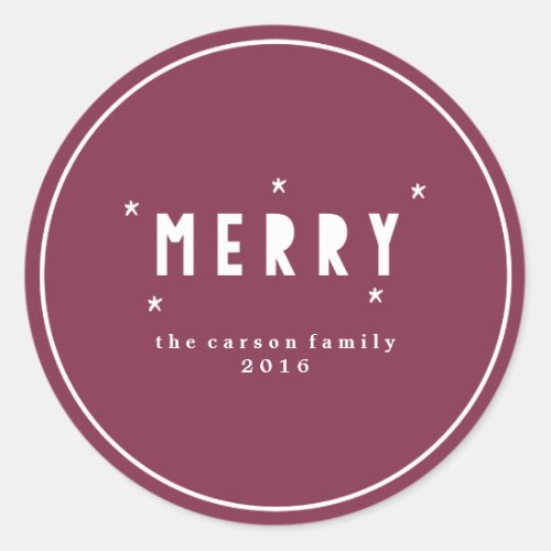 Colorblocked MERRY MERRY MERRY Monogram Stickers