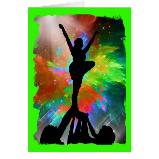 Colorburst Background with Cheerleraders Cards (Front)