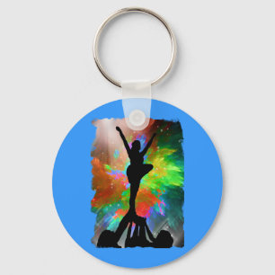 Colorburst Background with Cheerleraders Keychain