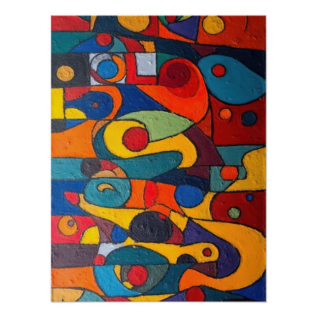 Colorcube 1 Colorful Cubism Poster (Front)