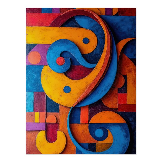 Colorcube 5 Colorful Cubism Poster (Front)