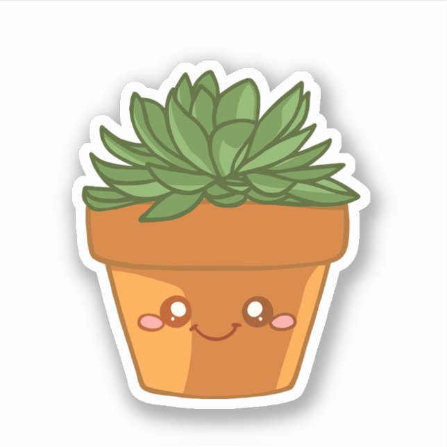 Colordul Green Succulent Planter Centerpiece Sticker (Front)