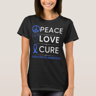 Colorectal Cancer Awareness Love Cure Blue Ribbon T-Shirt