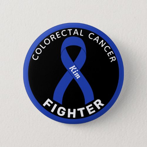 Colorectal Cancer Fighter Ribbon Black Button