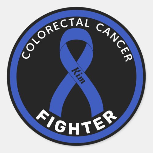 Colorectal Cancer Fighter Ribbon Black Classic Round Sticker