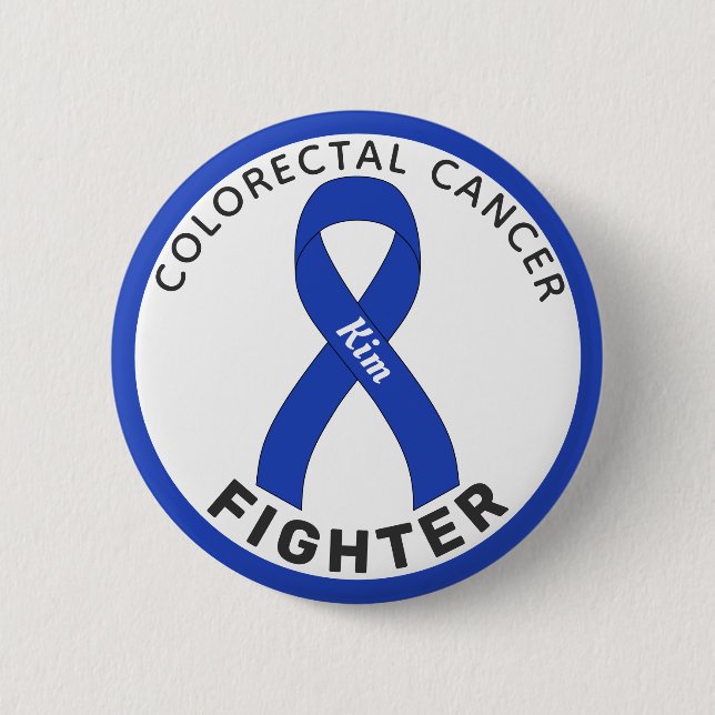 Colorectal Cancer Fighter Ribbon White Button (Front)