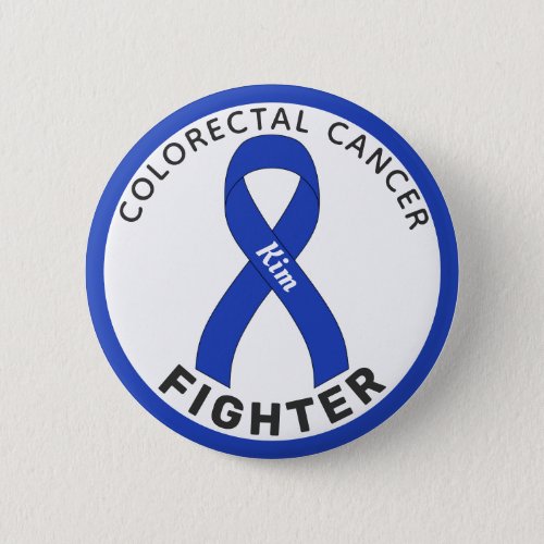 Colorectal Cancer Fighter Ribbon White Button