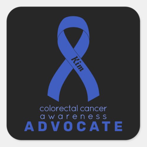 Colorectal Cancer Ribbon Black Square Sticker