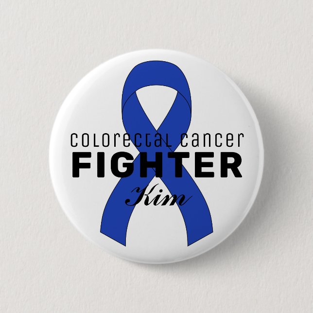 Colorectal Cancer Ribbon White Button (Front)