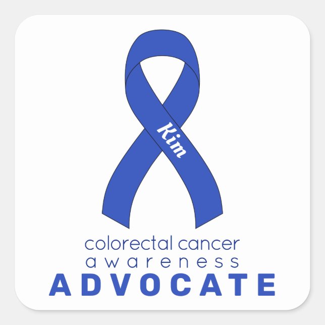 Colorectal Cancer Ribbon White Square Sticker (Front)