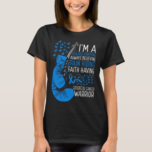 Colorectal Cancer Warrior Awareness Ribbon Disease T_Shirt