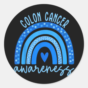 Colorectal colon cancer awareness blue rainbow men classic round sticker