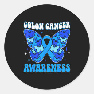 Colorectal colon cancer awareness blue ribbon classic round sticker