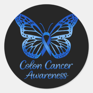 Colorectal colon cancer awareness blue ribbon classic round sticker