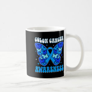 Colorectal colon cancer awareness blue ribbon coffee mug