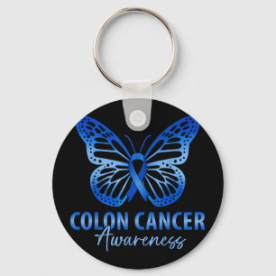 Colorectal colon cancer awareness blue ribbon keychain