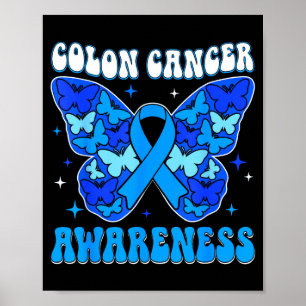 Colorectal colon cancer awareness blue ribbon poster