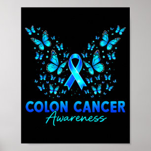 Colorectal colon cancer awareness blue ribbon poster