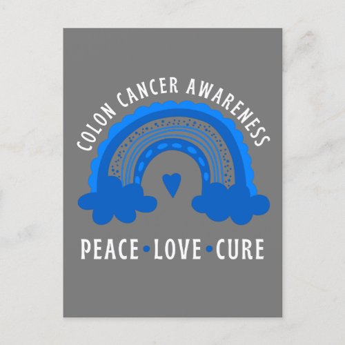 Colorectal Colon Cancer Awareness Peace Love Cure  Postcard