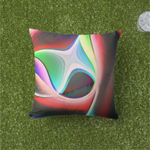 Colored abstract shape of curved clippings overlay outdoor pillow