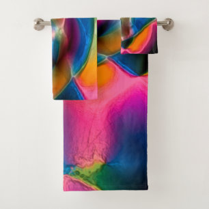 Colored abstract twisted lines in light sculpture bath towel set