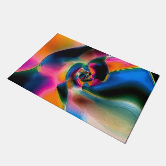 Colored abstract twisted  lines in light sculpture doormat (Angled)