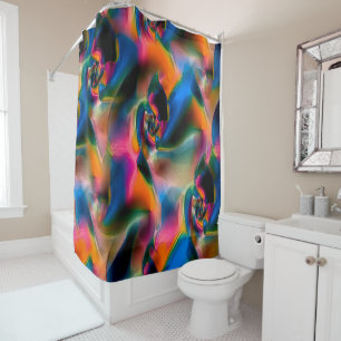 Colored abstract twisted  lines in light sculpture shower curtain