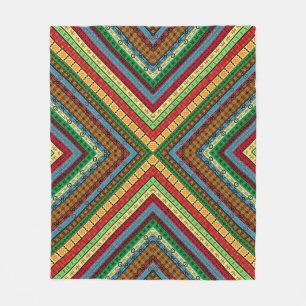 Colored african geometrical motifs and symbols bac fleece blanket