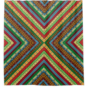 Colored african geometrical motifs and symbols bac shower curtain