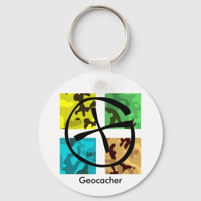 Colored and logoed Geocaching Keychain (Front)