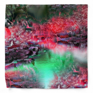Colored and textured landscape in red and green th bandana