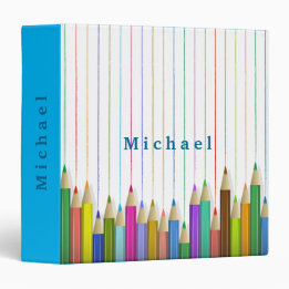 Colored Art Pencils Custom Back To School Blue 3 Ring Binder