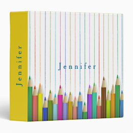 Colored Art Pencils Custom Binder Back To School