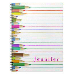 Colored Art Pencils Custom Name Back To School Notebook