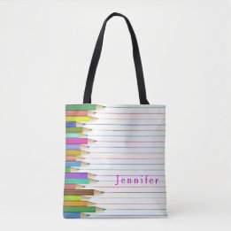 Colored Art Pencils Design Back To School Custom Tote Bag