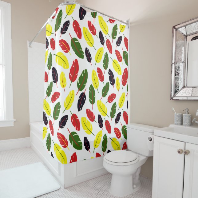 Colored Autumn Leaf pattern Shower Curtain (In Situ)