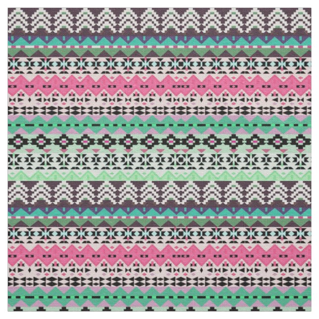 Colored aztec patterns design fabric (Swatch)