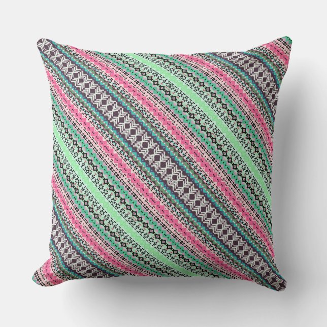 Colored aztec patterns design throw pillow (Front)