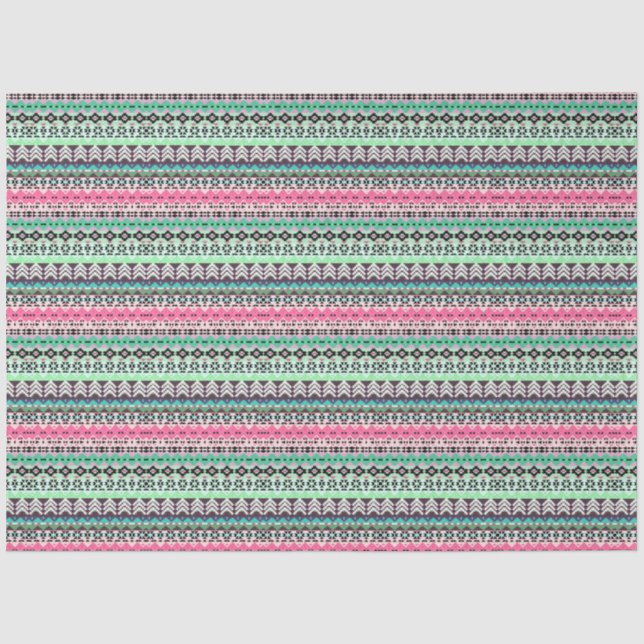 Colored aztec patterns design tissue paper (Front)