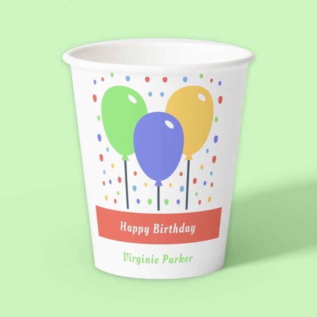 Colored Balloons Birthday Paper Cups (Colored Balloons Birthday Paper Cups)