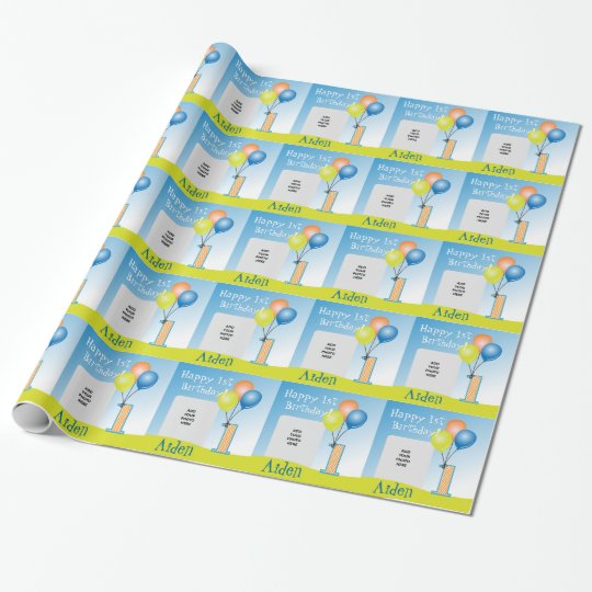 Colored Balloons Child's 1st Birthday Photo Wrapping Paper