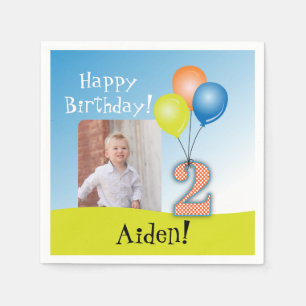 Colored Balloons Child's 2nd Birthday Photo Napkins