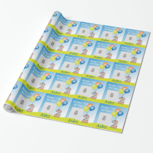 Colored Balloons Child's 2nd Birthday Photo Wrapping Paper