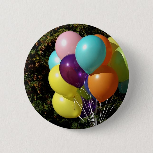 colored balloons pinback button (Front)